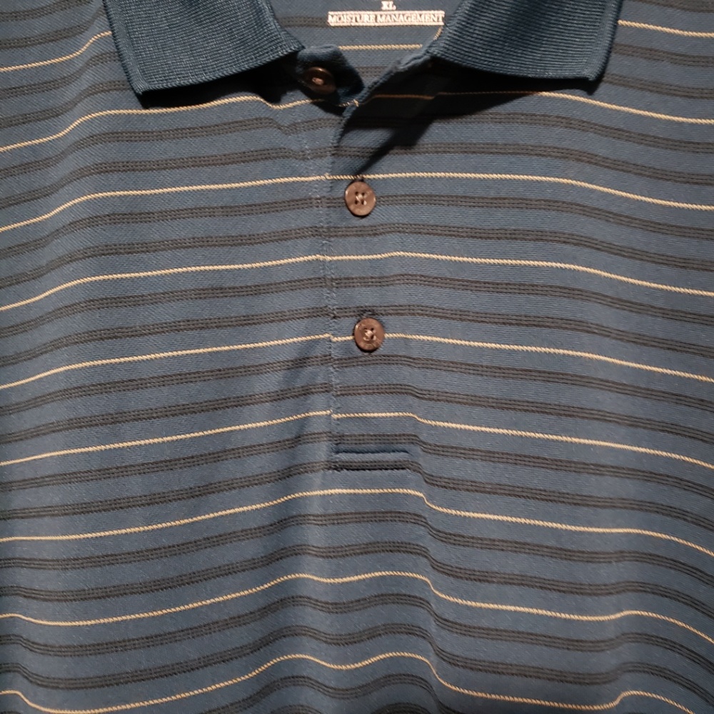*SOLD* Walter Hagen Teal Striped Long Sleeve Polo XL - Picture 3 of 9